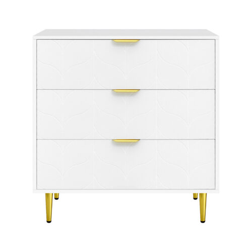 Artiss 3-Drawers Chest Dresser Lowboy Storage Cabinet White - Image 3