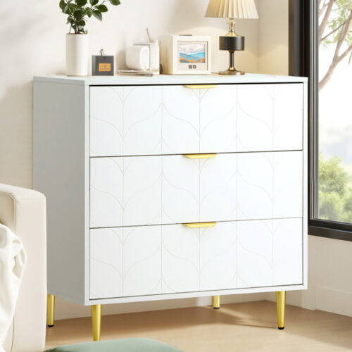 Artiss 3-Drawers Chest Dresser Lowboy Storage Cabinet White - Image 7