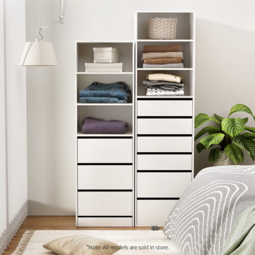 Artiss Chest of Drawers Dresser Tallboy Storage Cabinet 3 Shelves White - Image 6