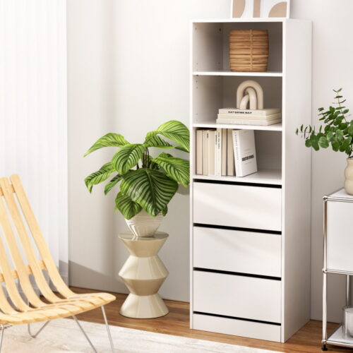 Artiss Chest of Drawers Dresser Tallboy Storage Cabinet 3 Shelves White - Image 7