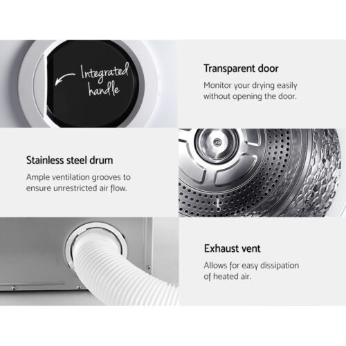 Devanti 7kg Tumble Dryer Vented Clothes Dryer 15 Drying Modes Freestanding White - Image 6