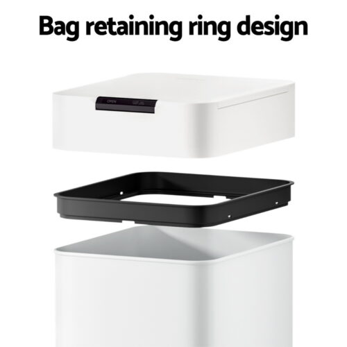 Devanti 50L Sensor Bin Motion Rubbish Bins Kitchen Automatic Trash Can White - Image 5