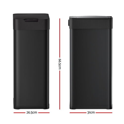 Devanti 50L Sensor Bin Motion Rubbish Bins Kitchen Automatic Trash Can Black - Image 2