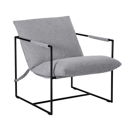 Artiss Armchair Accent Lounge Chair Sling Split Cushion Metal Sofa Fabric Grey
