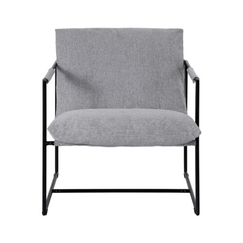 Artiss Armchair Accent Lounge Chair Sling Split Cushion Metal Sofa Fabric Grey - Image 3