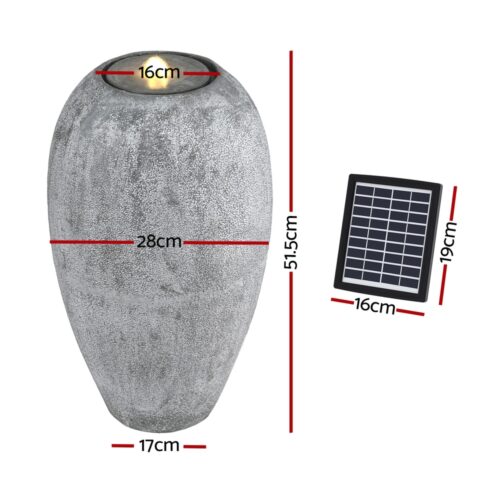 Gardeon Solar Fountain Water Feature Outdoor Fountain LED Lights Cylinder Beige - Image 2