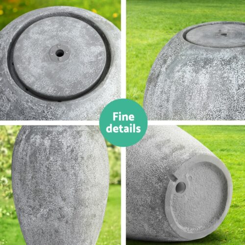Gardeon Solar Fountain Water Feature Outdoor Fountain LED Lights Cylinder Beige - Image 6
