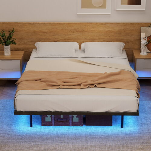 Artiss Queen Bed Frame Floating Metal Mattress Base Platform with Smart LED Lights - Image 7