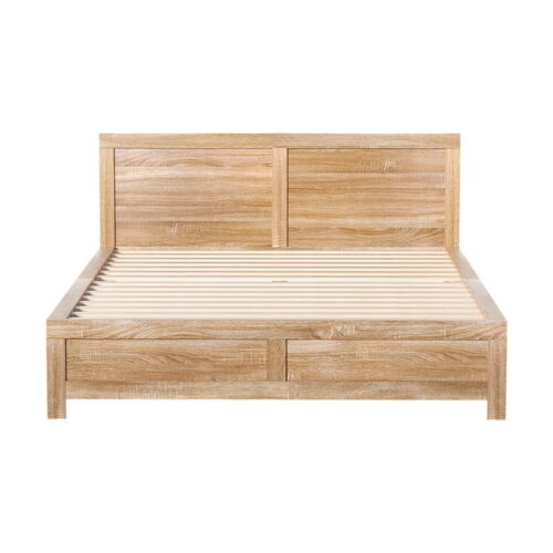Artiss Bed Frame Double Size Wooden Acacia Wood OATMEAL - Image 3