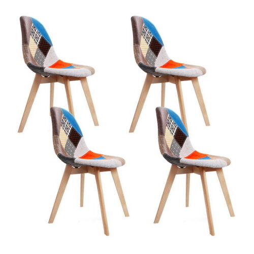 Artiss 4x Dining Chairs Retro Replica DSW Cafe Kitchen Chair Fabric Wooden Legs