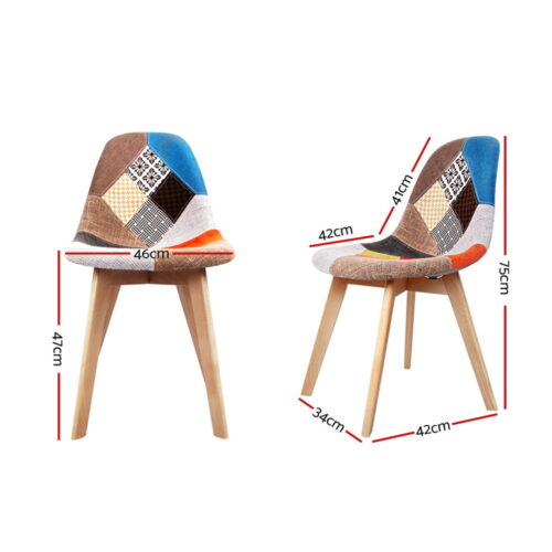 Artiss 4x Dining Chairs Retro Replica DSW Cafe Kitchen Chair Fabric Wooden Legs - Image 2