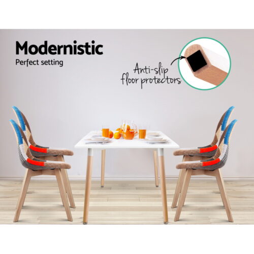 Artiss 4x Dining Chairs Retro Replica DSW Cafe Kitchen Chair Fabric Wooden Legs - Image 3