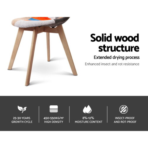 Artiss 4x Dining Chairs Retro Replica DSW Cafe Kitchen Chair Fabric Wooden Legs - Image 6