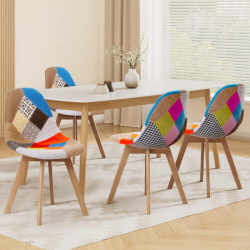 Artiss 4x Dining Chairs Retro Replica DSW Cafe Kitchen Chair Fabric Wooden Legs - Image 7