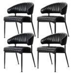 Artiss 4x Dining Chairs Armchair Cafe Chair Kitchen Leather Hollow Back Black