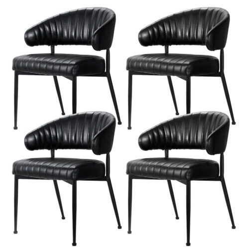 Artiss 4x Dining Chairs Armchair Cafe Chair Kitchen Leather Hollow Back Black