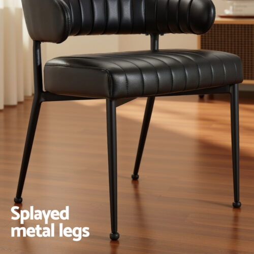 Artiss 4x Dining Chairs Armchair Cafe Chair Kitchen Leather Hollow Back Black - Image 6