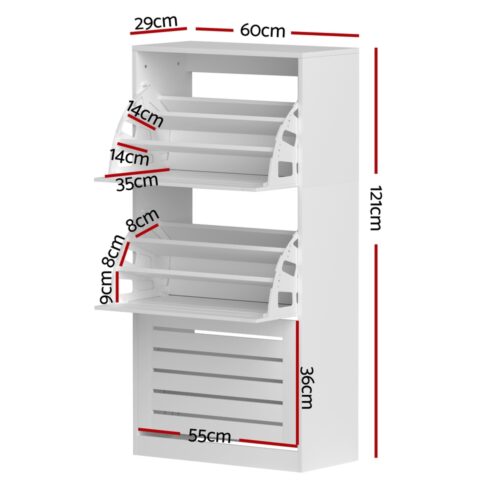 Artiss Shoe Cabinet Storage Drawer 45 Pairs White - Image 2