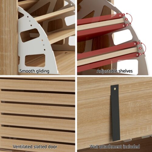 Artiss Shoe Cabinet Storage Drawer 45 Pairs Pine - Image 5