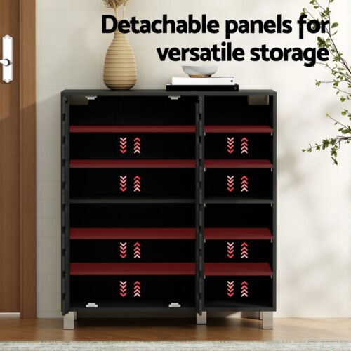 Artiss Shoe Rack Cabinet 6 Tier Storage Shelf Black - Image 4