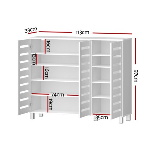 Artiss Shoe Rack Cabinet 30 Pairs Adjustable Shelf White - Image 2