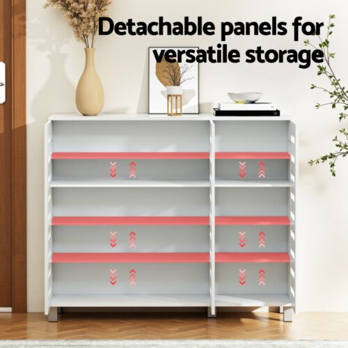 Artiss Shoe Rack Cabinet 30 Pairs Adjustable Shelf White - Image 4