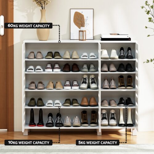 Artiss Shoe Rack Cabinet 30 Pairs Adjustable Shelf White - Image 6