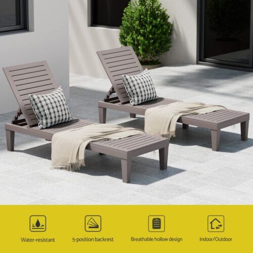 Gardeon Sun Lounge Adjustable Recliner Patio Outdoor Furniture Lightweight Grey - Image 4