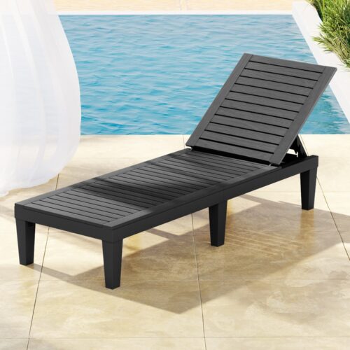 Gardeon Sun Lounge Adjustable Recliner Patio Outdoor Furniture Lightweight Black - Image 7