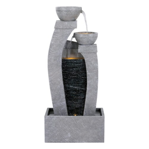 Gardeon Solar Fountain Water Feature Outdoor Fountain Indoor 3-Tier Cascading Grey - Image 3
