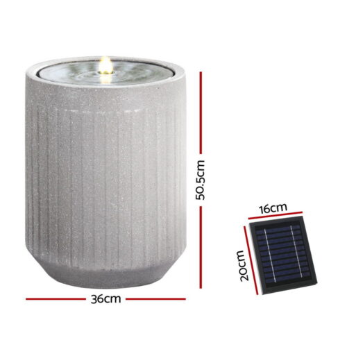 Gardeon Solar Fountain Water Feature Outdoor Fountain LED Lights Beige - Image 2