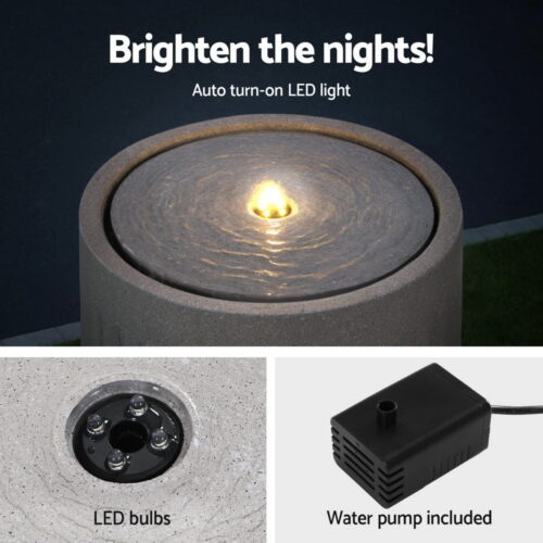 Gardeon Solar Fountain Water Feature Outdoor Fountain LED Lights Beige - Image 5