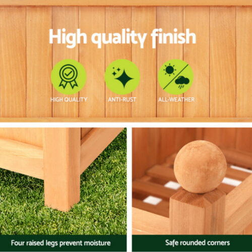 Green Fingers 2X Garden Bed Wooden 64x35x115cm Planter Raised Box Container Trellis - Image 4