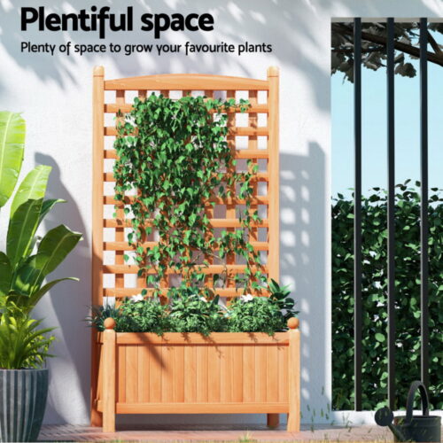 Green Fingers 2X Garden Bed Wooden 64x35x115cm Planter Raised Box Container Trellis - Image 6