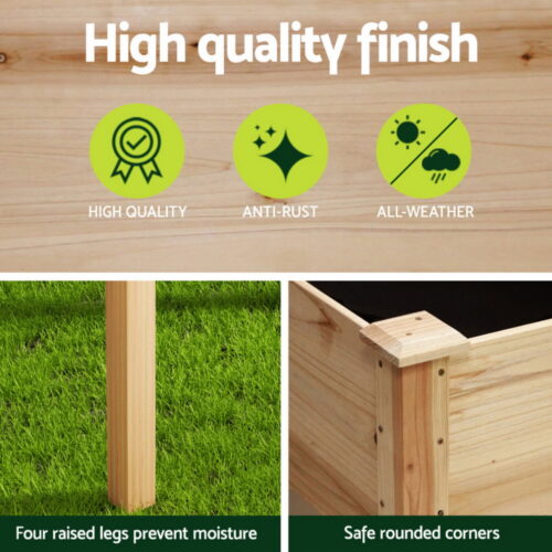 Green Fingers Raised Garden Bed 2x Elevated 120x60x80cm Wooden Planter Box Container - Image 5