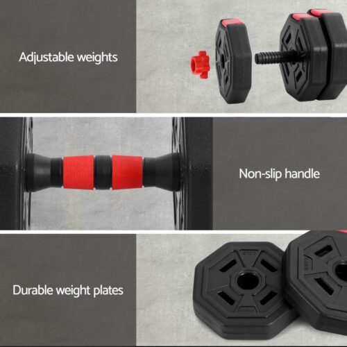 Everfit 20kg Adjustable Dumbbell Barbell Set Weight Plates Home Workout - Image 6