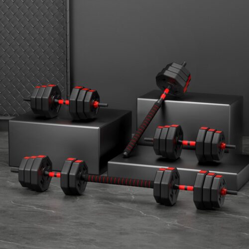 Everfit 40kg Adjustable Dumbbell Barbell Set Weight Plates Home Workout - Image 7