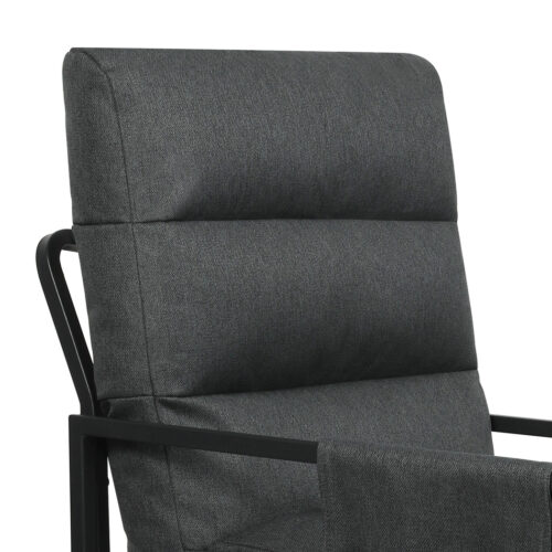Levede Lounge Chair Linen Dark Grey Metal Frame Accent Single Sofa - Image 4