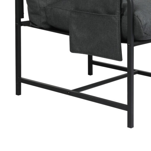 Levede Lounge Chair Linen Dark Grey Metal Frame Accent Single Sofa - Image 5