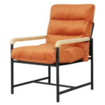 Levede Lounge Chair Velvet Orange Metal Frame Accent Single Sofa