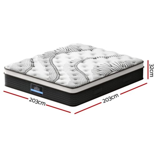 Giselle Bedding 32cm Mattress Euro Top Bed Pocket Spring Medium Firm Super King - Image 2