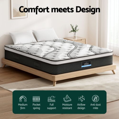 Giselle Bedding 32cm Mattress Euro Top Bed Pocket Spring Medium Firm Super King - Image 4