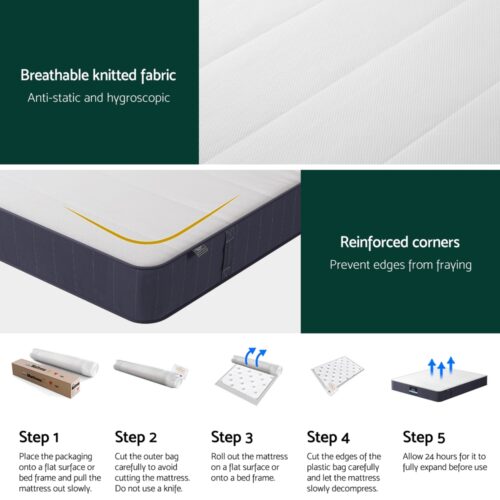 Giselle Bedding 20cm Mattress Double Bed Pocket Spring Mattresses Foam 7.0 Firm - Image 6