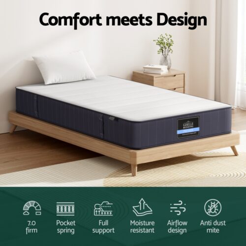 Giselle Bedding 20cm Mattress Single Bed Pocket Spring Mattresses Foam 7.0 Firm - Image 4