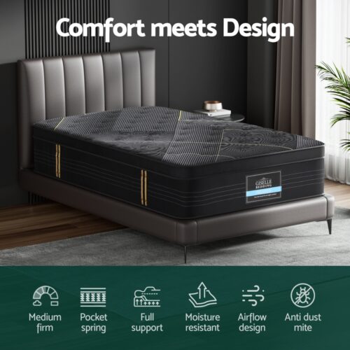 Giselle Bedding 35cm Mattress KS Size Bamboo Pocket Spring Euro Top Medium Firm - Image 4