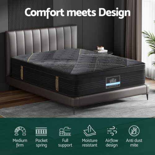 Giselle Bedding 35cm Mattress Queen Bamboo Pocket Spring Euro Top Medium Firm - Image 4