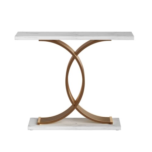 Artiss Console Table Hallway Table Marble Effect Entry Table White Tabletop - Image 4