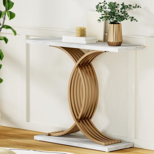 Artiss Console Table Hallway Table Marble Effect Entry Table White Tabletop - Image 8