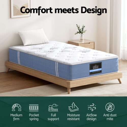 Giselle Bedding 25cm Mattress KS Size Pocket Spring Mattresses Foam Medium Firm - Image 4