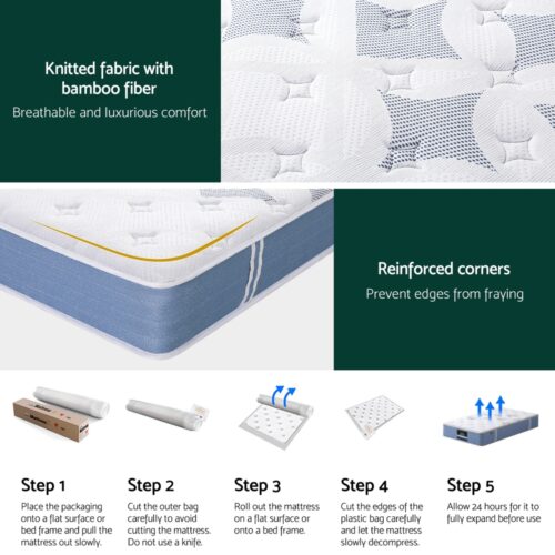 Giselle Bedding 25cm Mattress KS Size Pocket Spring Mattresses Foam Medium Firm - Image 6